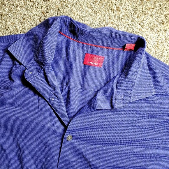 Alfani Men's Blue Striped Slim Fit Stretch Long Sleeve Dress Shirt Large - Picture 1 of 13